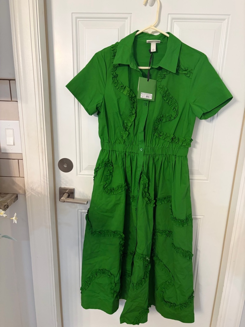 Ruffle Trim Shirt Dress